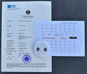 TCS-050-100-W Calibration Substrates Certificate